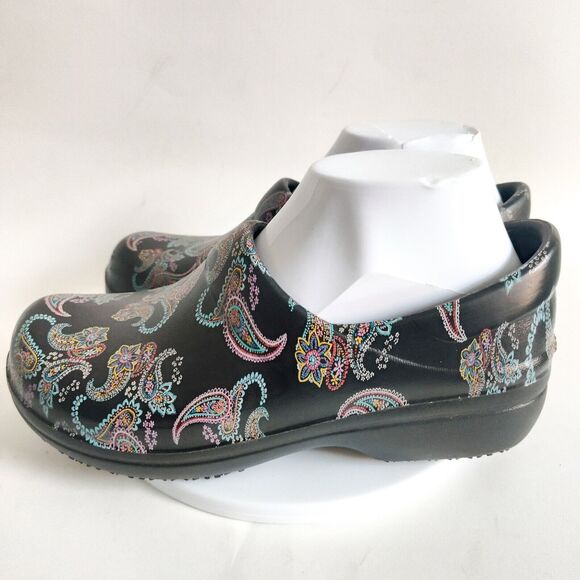 Crocs Neria ll Womens Work Shoes Black Slip On Comfort Clog Black Paisley Size 8 - Picture 3 of 11
